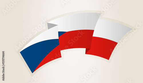 Czech Republic Flag in Abstract Ribbon Shape, National Symbol of the Czech Republic.