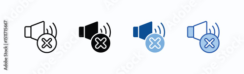 Mute Icon Sheet Multiple Style Collection Isolated Vector
