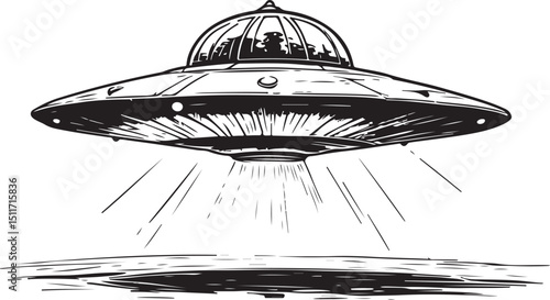 Alien ufo ship travel in space vector illustration drawing art