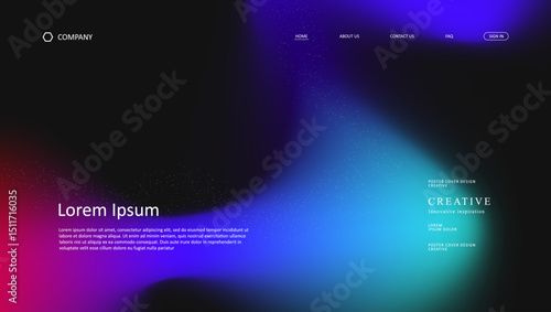 Abstract wave futuristic design of landing page. retro gradient mesh website design