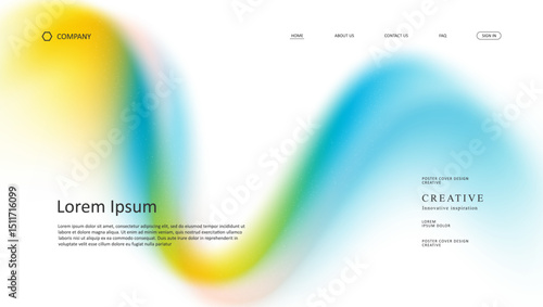 Abstract wave futuristic design of landing page. retro gradient mesh website design