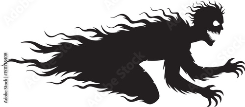 Fiery Silhouette of a Ghastly Creature in Motion