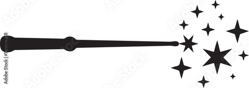 Magic Wand with Sparkling Stars Icon Illustration