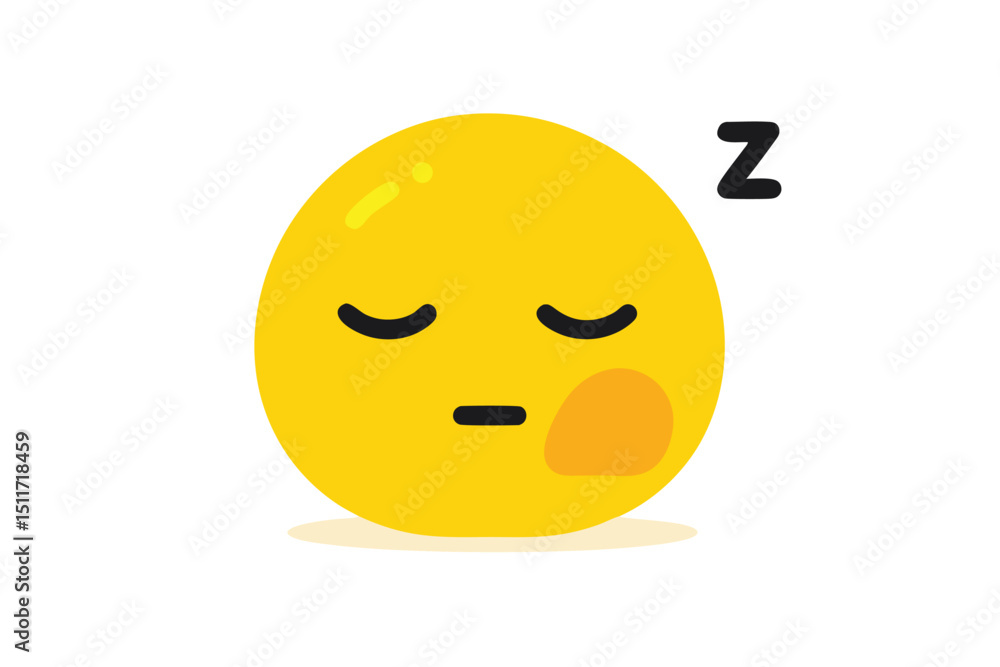 Fototapeta premium Tired yellow emoji with closed eyes and droopy features