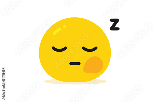 Tired yellow emoji with closed eyes and droopy features