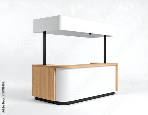 Empty white modern food stand