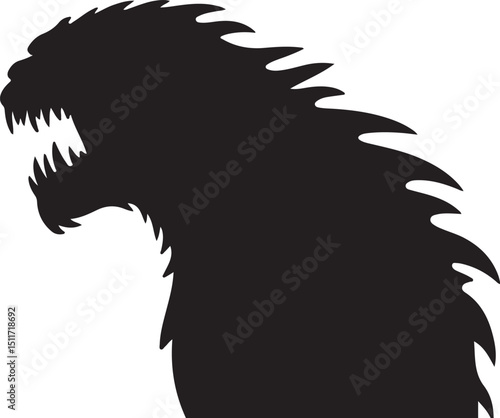 Silhouette of a Ferocious Monster with Sharp Teeth