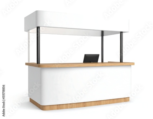 Modern white food stall kiosk