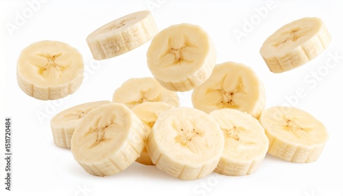Wallpaper Mural Flying delicious banana slices cut out isolated white background Torontodigital.ca