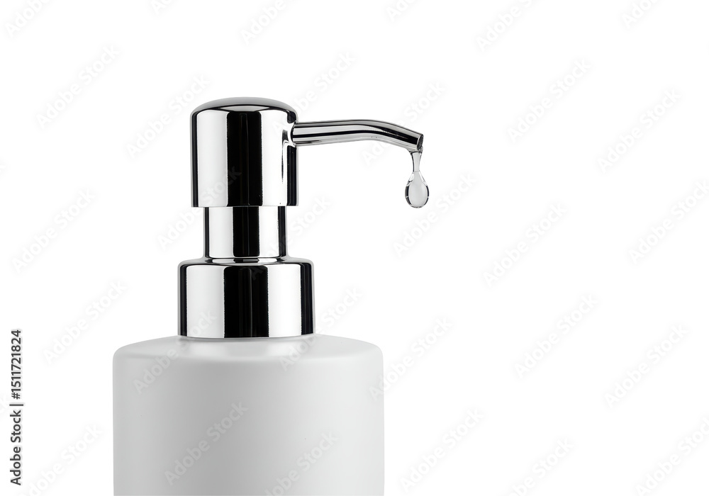 Obraz premium Isolated Modern White Soap Dispenser with Water Droplet