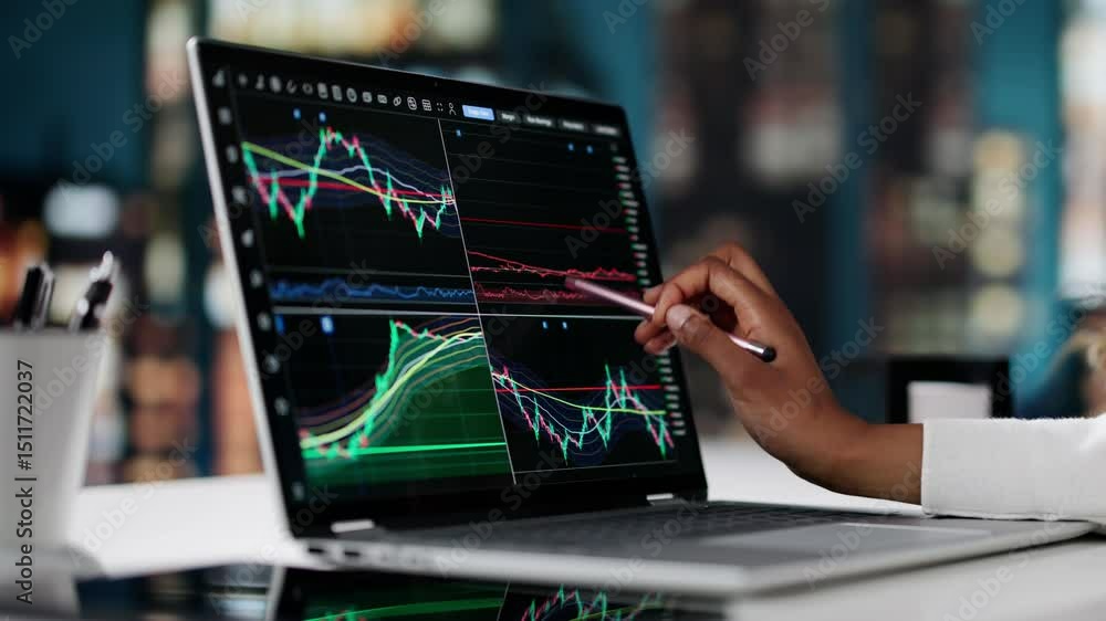 Women Trading Stocks On Computer Women Trading Stocks On Computer