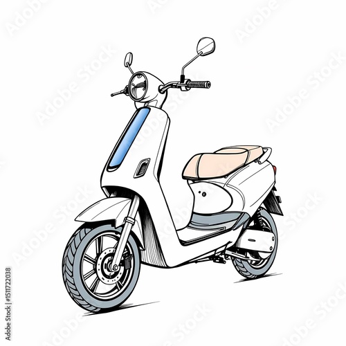 Wallpaper Mural A white scooter with two mirrors, a headlight, a seat, and wheels Torontodigital.ca