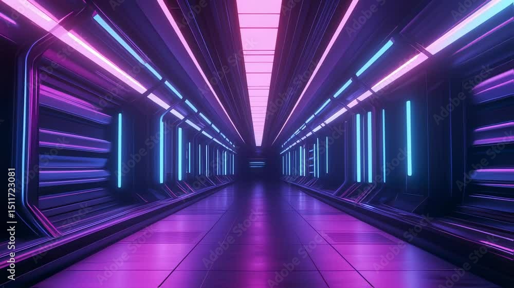 Futuristic hallway with neon lights, creating a technologically advanced corridor Futuristic hallway with neon lights, creating a technologically advanced corridor
