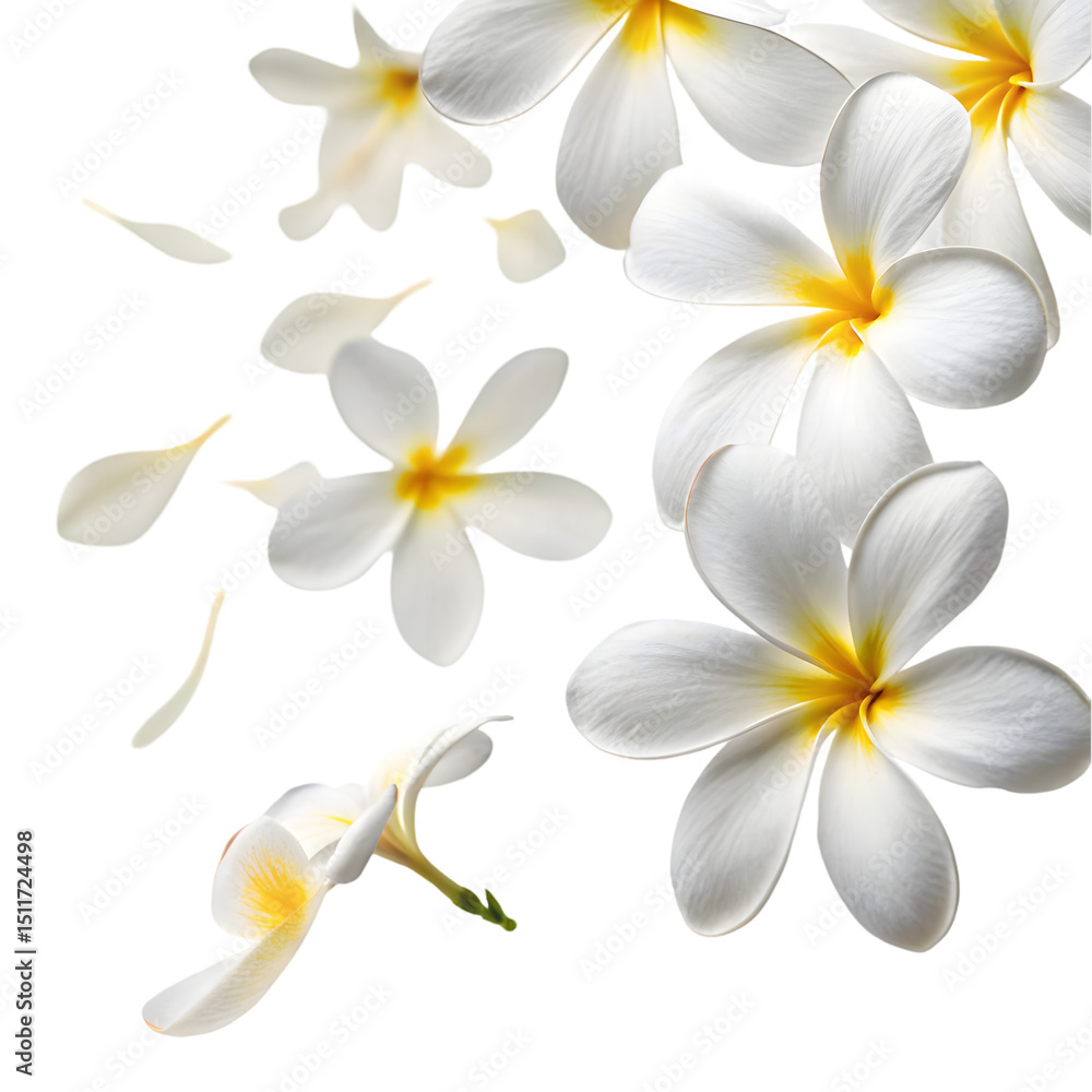 Fototapeta premium White and Yellow Plumeria Bloom Set