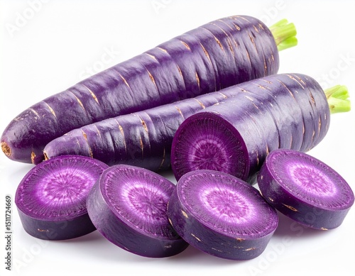 Wallpaper Mural Fresh purple carrot whole and sliced vibrant root vegetable isolated on Torontodigital.ca