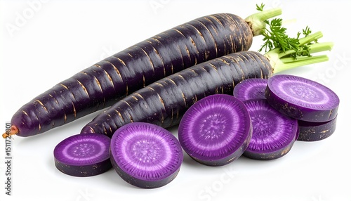 Wallpaper Mural Fresh purple carrot whole and sliced vibrant root vegetable isolated on Torontodigital.ca