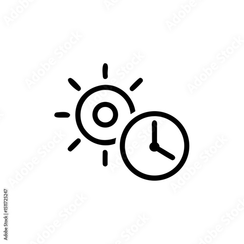 Sun and time clock icon representing time and daylight  