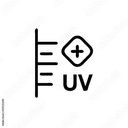 UV measurement icon with scale and plus symbol in minimal style  