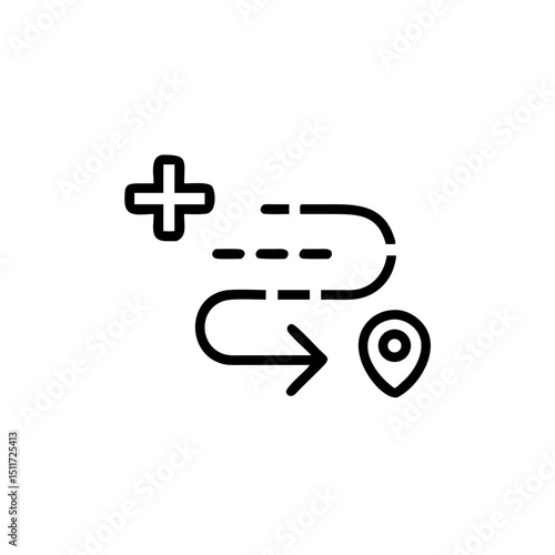 Pathway with wellness map icon and location pin in modern style  