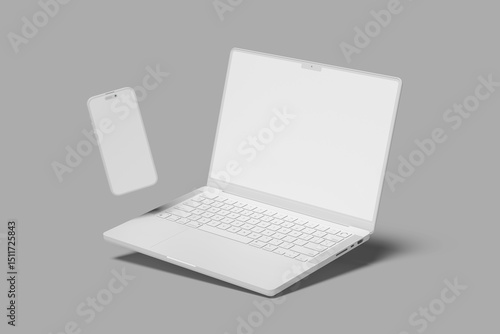Phone and Laptop Clay Blank Mockup
