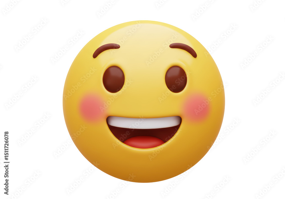 Fototapeta premium Isolated Yellow Smiling Face Emoji with Blush