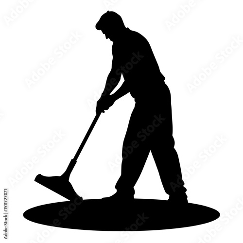 Person Mopping Floor Silhouette – Cleaning and Maintenance Task