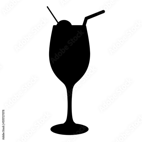 Ice Scoop Silhouette in Summer Mocktail Glass – Black and White Drink Design