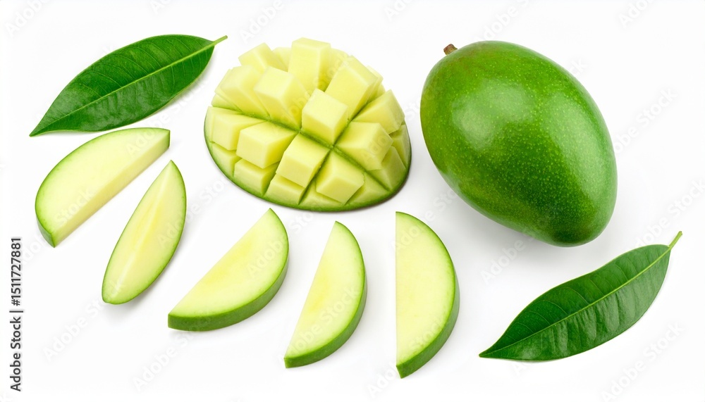 custom made wallpaper toronto digitalGreen mango with slices isolated on white background