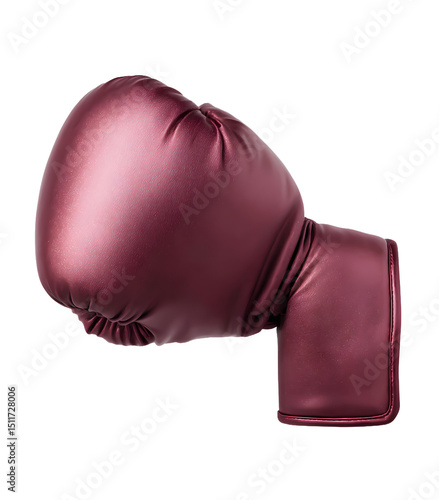 A maroon boxing glove isolated on a transparent background, detailed texture and stitching visible, sports equipment for boxing and martial arts training
