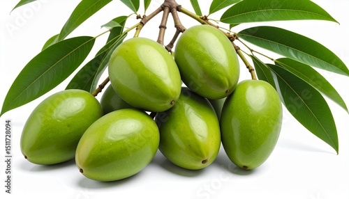 Wallpaper Mural Green mangoes cluster of unripe fruit isolated on white background Torontodigital.ca
