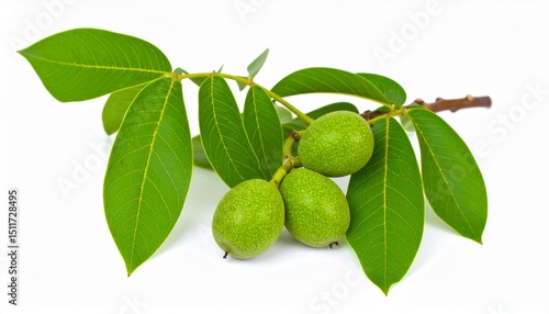 Wallpaper Mural Green walnuts isolated on white background  Torontodigital.ca
