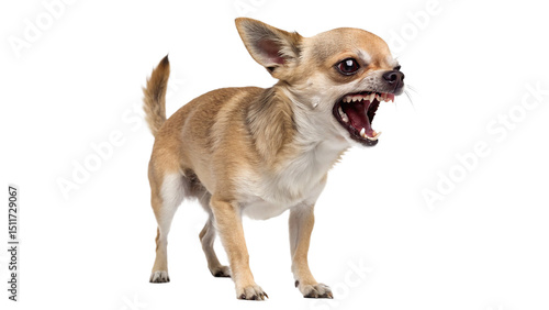 Canvastavla Angry chihuahua growling 2 years old isolated on transparent background