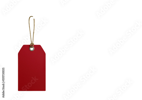 Isolated Blank Red Price Tag with String