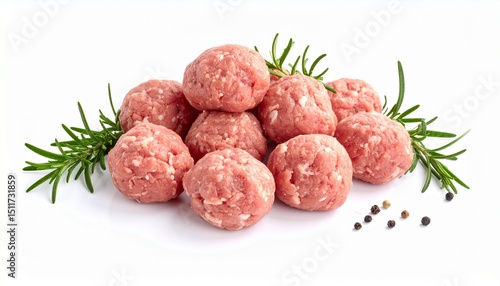 Wallpaper Mural Heap of fresh raw meatballs isolated on white background Torontodigital.ca