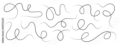 Set of hand drawing squiggle loop lines vector illustration
