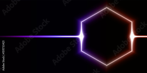 Abstract polygon neon shine effect, fantasy background. Basic RGB