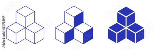 stacked congruent cubes,  vector illustration