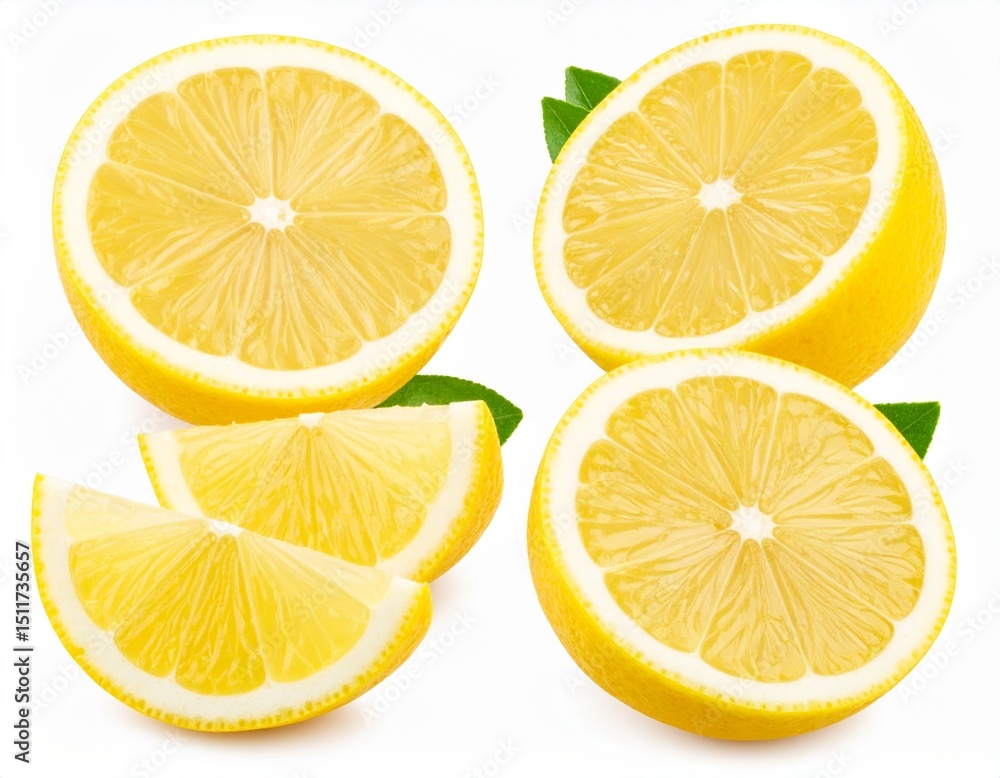 Fototapeta premium Lemon slices isolated on white background 