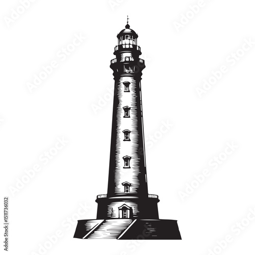 Iconic Lighthouse Vector Illustration Guiding Light and Coastal Safety