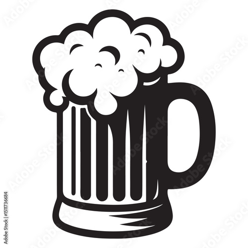 Beer Mug Foam Overflowing Silhouette Vector Graphic Design