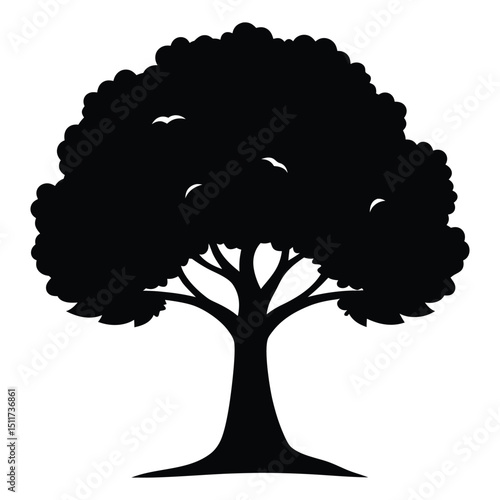 Black silhouette tree icon simple nature graphic for design