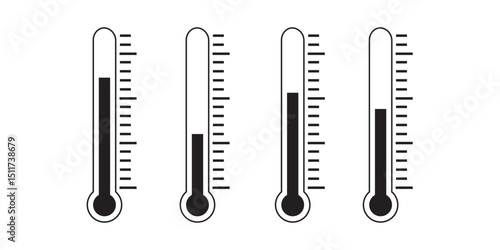 Thermometer icon set. Temperature thermometer icon collection. Weather thermometer icon vector illustrator.