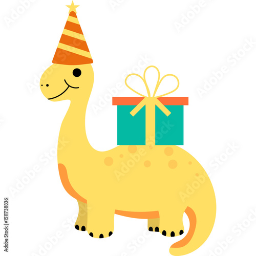 Cute Birthday Dinosaurus Illustration