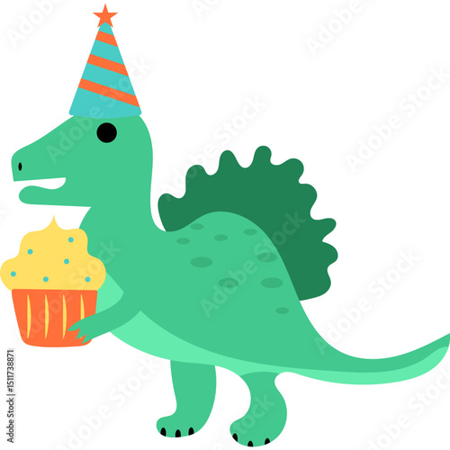 Cute Birthday Dinosaurus Illustration