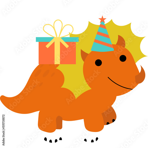 Cute Birthday Dinosaurus Illustration