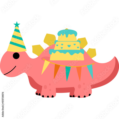 Cute Birthday Dinosaurus Illustration