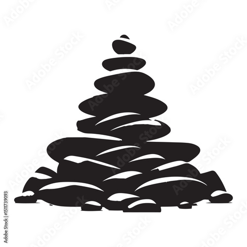 Zen rock stacking art illustration a peaceful nature balance scene