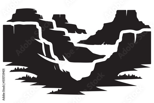 Grand Canyon Silhouette Striking Landscape Illustration Vector Design