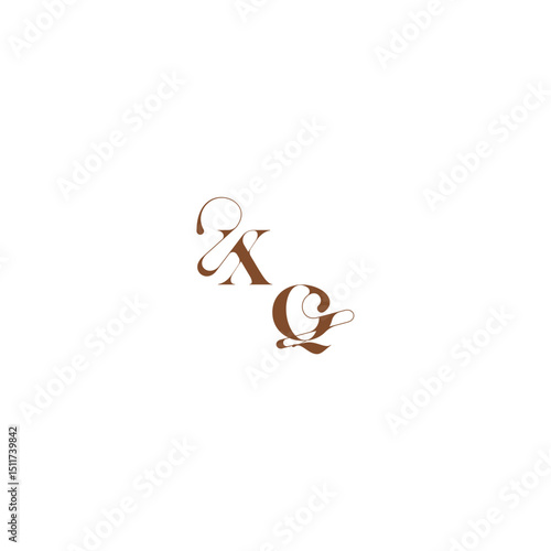 XQ letter wedding logo concept elegant curve monogram bold and hairline initial