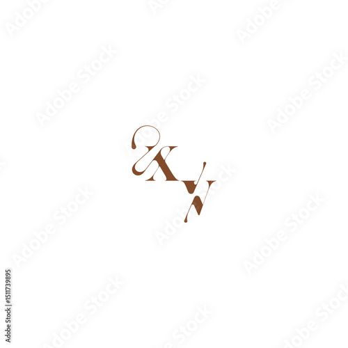 XV letter wedding logo concept elegant curve monogram bold and hairline initial